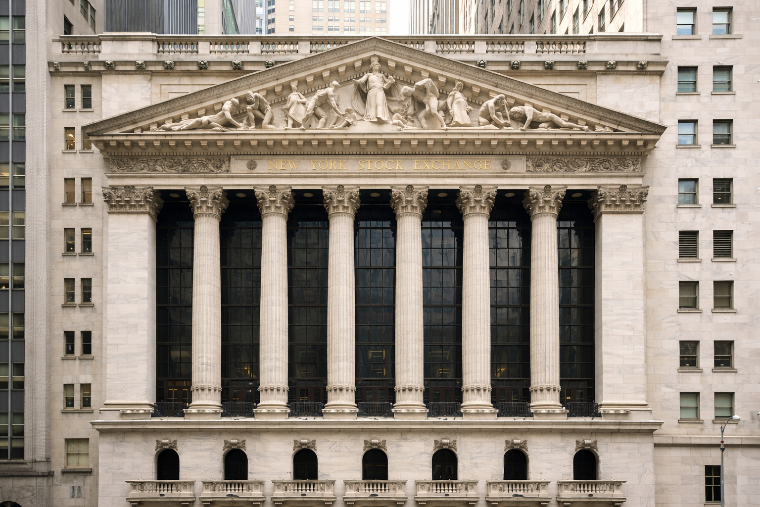 Facade imposante de la Bourse de New York