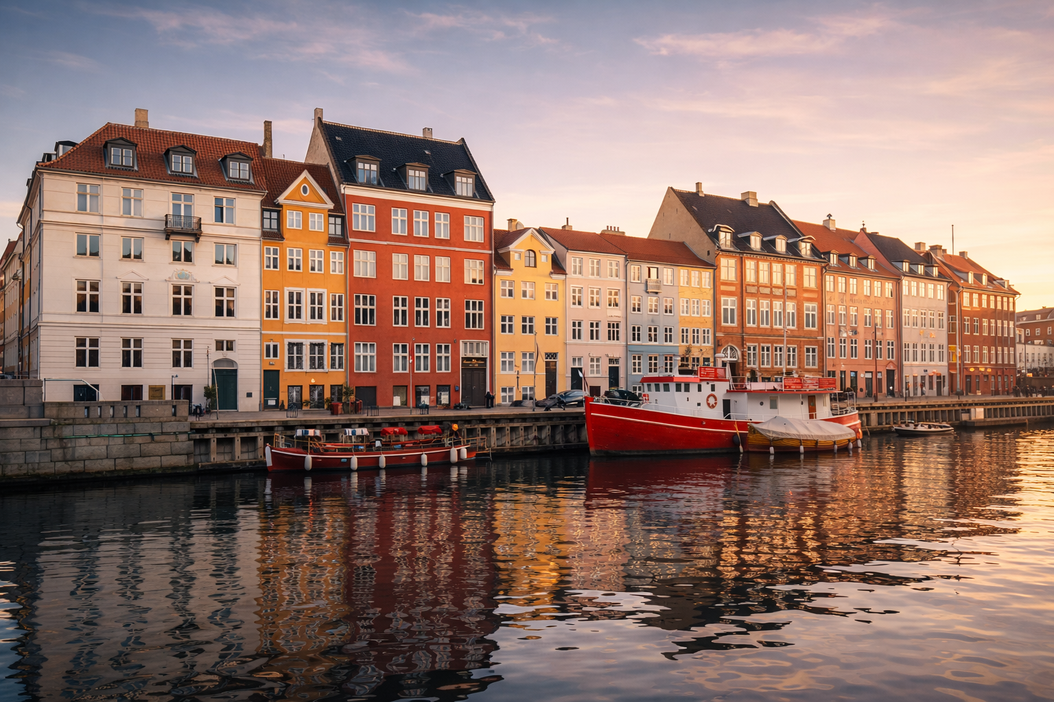 Nyhavn au coucher du soleil